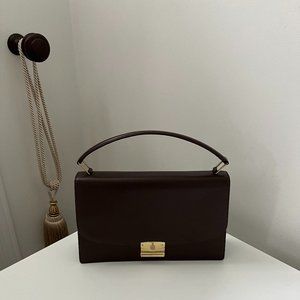 Mark Cross Chocolate Brown Kelly Box Leather Bag
